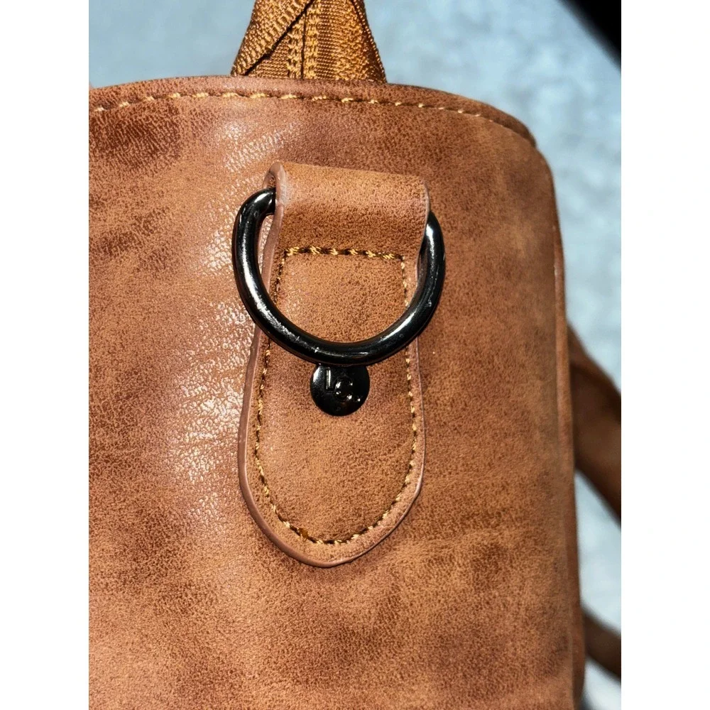 Little Company Vienna Diaper Bag Cognac Brown Vegan‎ Leather Tote baby Lee